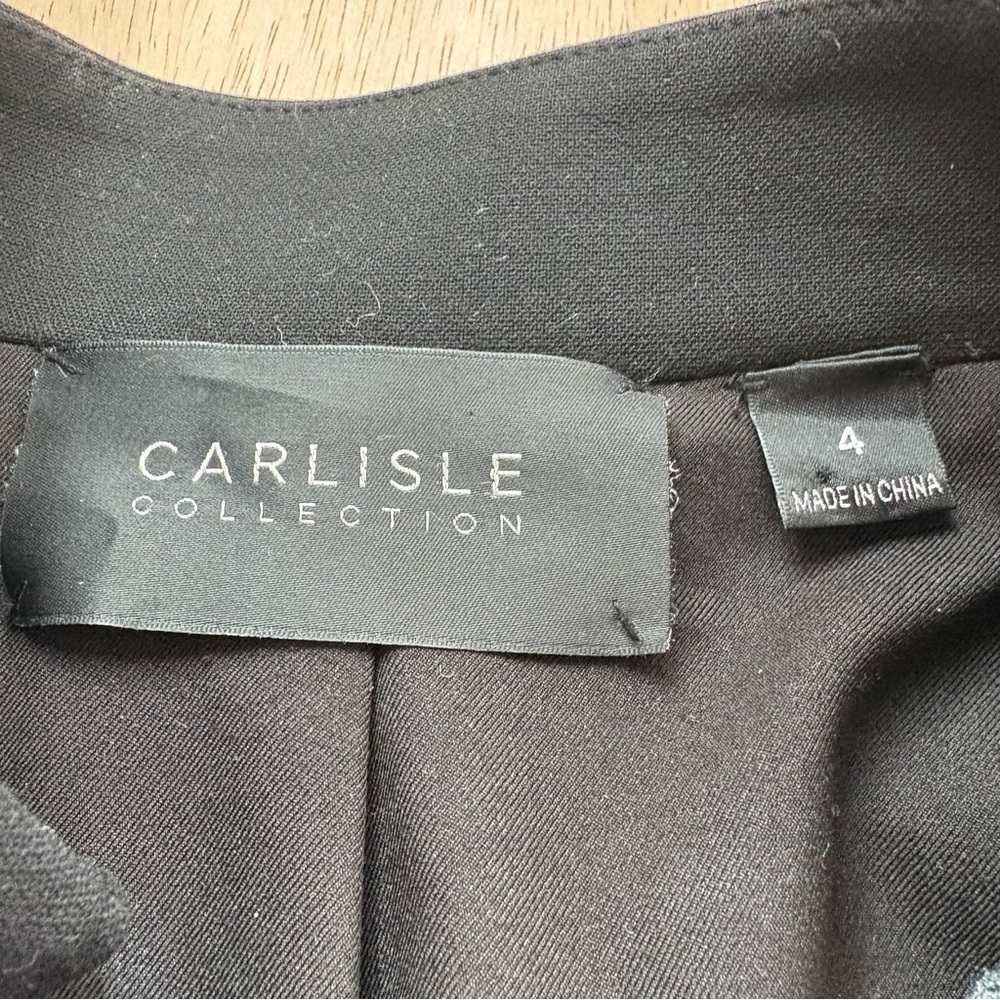 CARLISLE COLLECTION Designer Black Blazer. Leather Flowers! Embroidered. Size 4 - Picture 10 of 16